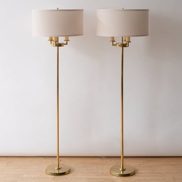 Pair of Brass Robsjohn-Gibbings Floor Lamps