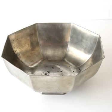Large Gorham PH7 Silver Pewter Octette Vegetable Bowl - Vintage Octagon Pedestal Revere Bowl - Plant Stand - Table Center Piece 