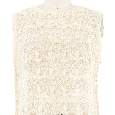 Ivory Lace Crochet Cropped Tank