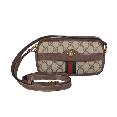 Gucci - Brown Monogram Print Mini Crossbody Bag