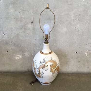 1970's Hand Thrown Ceramic Pottery Lamp By Wilson Harrel