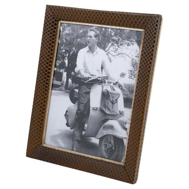 French Brown Lizard Skin Leather Picture Frame
