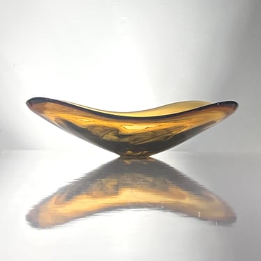 Vintage Murano console bowl with gold swirl design 