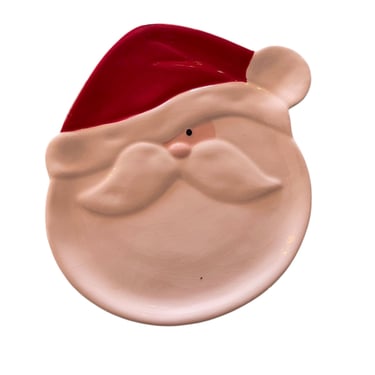 Vintage 00s Ceramic Santa Cookie Plate by  Department 56 