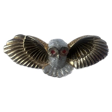 Vintage Gold and Silver Owl Brooch, Owl Pin, Harry Potter Accessory, Mystical Creature Fantasy Brooch, Spirit Animal Pin, Wickin Pin, Native 