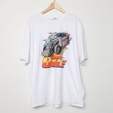 vintage oversize NASCAR 1990s Jimmy Cole white color block RACING nascar dad t-shirt -- size 2xl 