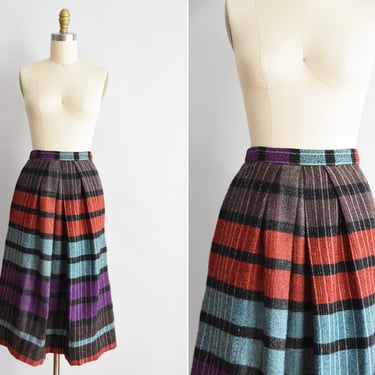 1960s Teacher's Pet  skirt / vintage 60s wool skirt/ stripe wool skirt 