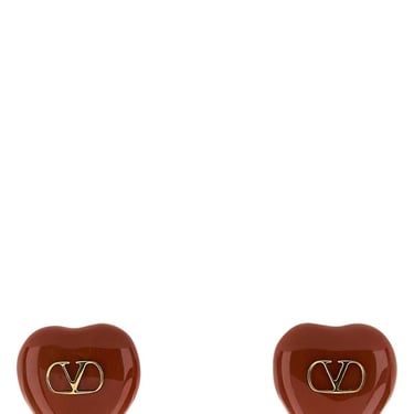 Valentino Garavani Women Red Enamel And Metal Coeur Royal Earrings