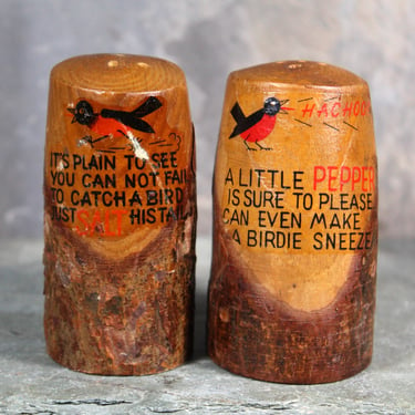 UNUSUAL 1950s Bird Lovers Salt & Pepper Shakers | Wooden Salt and Pepper Shakers | Made in Japan | Bixley Shop 