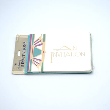 Vintage Art-Deco Style Paper Invitations, Set of 8 | Vintage Hallmark Invitations 