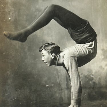 Antique Postcard of Gymnast in Pretzel Pose - Rare RPPC - Early 1900s - Vintage Unusual Photography - Unused - Early 1900s Sports Postcards 