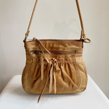 Camel Leather Tassel Bag