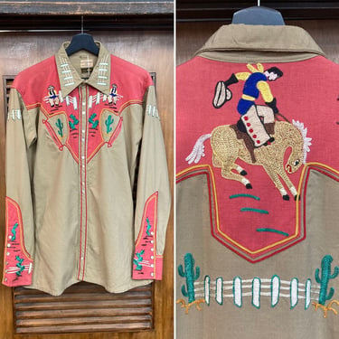 Vintage 1940’s “Sam Forman” Western Cowboy Amazing Rodeo Detail Rockabilly Shirt, 40’s Custom Vintage, Vintage Clothing 