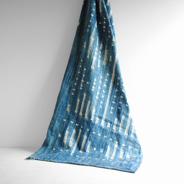 Vintage African Indigo Textile Blanket 62" x 45" 