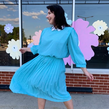 Vintage Blue Floral Dress 