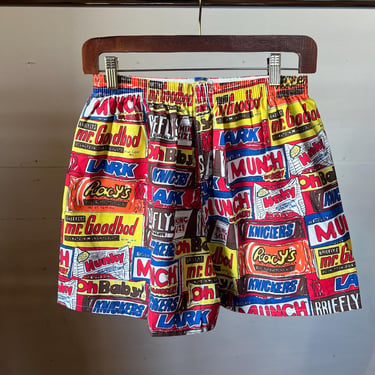 Size Large, Vintage 1990s Candy Bar Boxer Shorts, All Over Print, Deadstock, G 