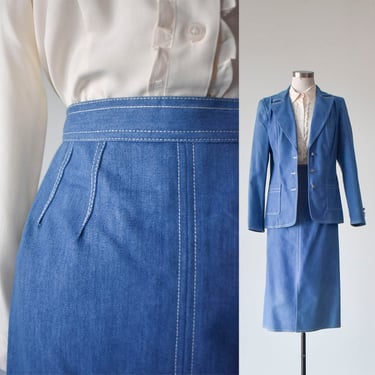 1970s Womens Denim Skirt Suit 