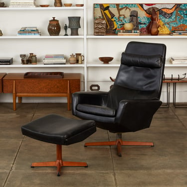 Leather Lounge Chair and Ottoman by Ib Madsen & Acton Schübell 