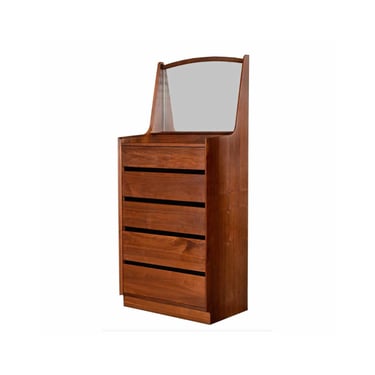 Dillingham Esprit Walnut Highboy Dresser With Built-in Mirror & Jewelry Box 