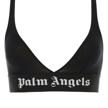 Palm Angels Woman Black Stretch Cotton Triangle Bra