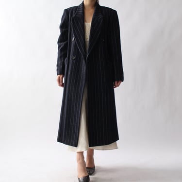 Vintage Tailored Pinstripe Wool Coat