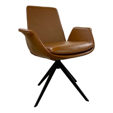 Mid- Century Modern Style Butterscotch Faux Leather Desk Chair