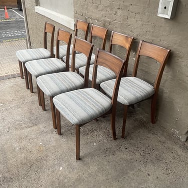Set of 8 MCM Style Walnut Chairs