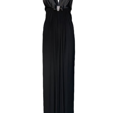 Marc Bouwer 2000's Old Hollywood Glam Black Evening Gown