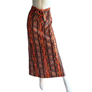 70s Metallic Paisley Skirt Maxi / Vintage Psychedelic Lurex Skirt / 1970s Party Holiday Skirt XS 