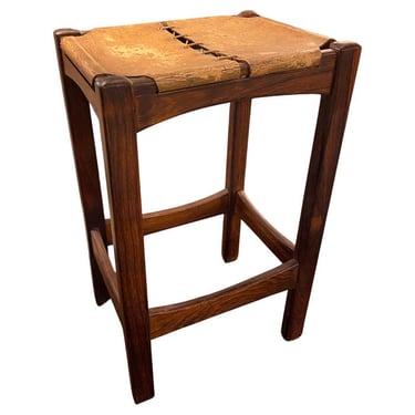 Midcentury Brazilian Rosewood and Leather Stool