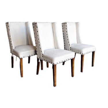 Set of 4  Light Biege Dining Chairs w/Nailhead Detailing  VC212-3