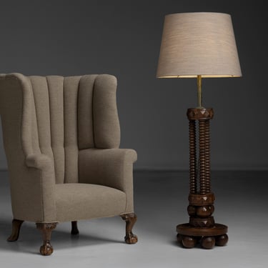 Barrel Back - Holland & Sherry Wool / Bobbin Floor Lamp