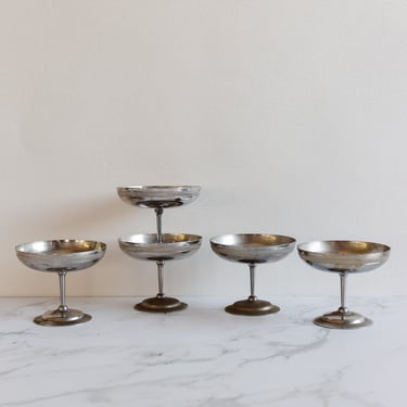 set of 5 art deco french champagne coupes