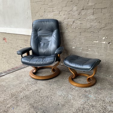 Ekornes Leather Chair & Ottoman