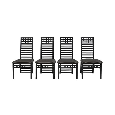 Set of 4 Geometric Ladder Back Chairs 