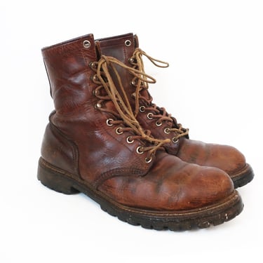 vintage work boots / brown leather boots / 1960s Red Wing Irish Setter Vibram work boots 7.5 D 