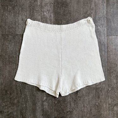1930s knit shorts . vintage cotton knit shorts . size m 