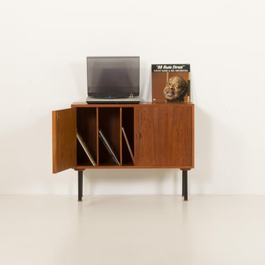 Danish mid century vinyl record cabinet in teak, 1970s 