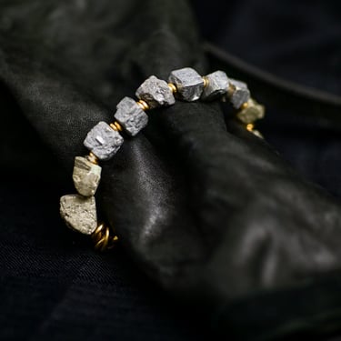 Brass and Pyrite Beaded Bracelet