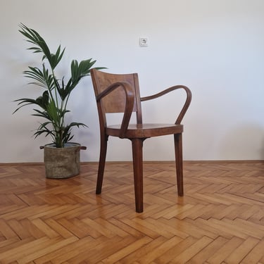 Rare Mid Century Light Brown Wooden Dining Chair / Rustic Farmhouse Chair / Accent Chair / Bentwood / Stol Kamnik / Yugoslavia / 1960s 