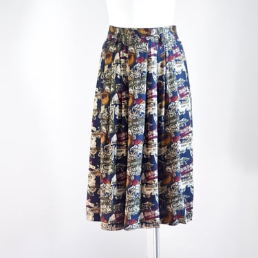 1980s Jones New York Novelty Rayon Skirt - M 