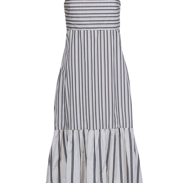 Theory - Ivory &amp; Black Stripe Sleeveless Maxi Dress Sz M