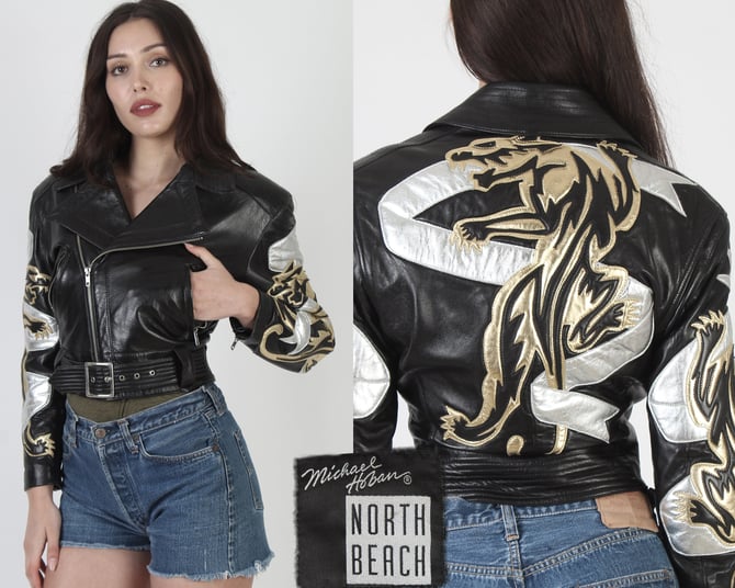 Michael Hoban North Beach Black Leather Tiger Motorcycle