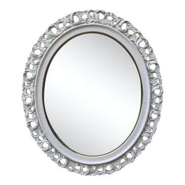 COMING SOON - Vintage Ornate Oval Leaf Motif White Wall Mirror