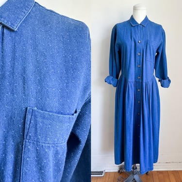 Vintage 1980s Eddie Bauer Denim Shirt Dress / M 