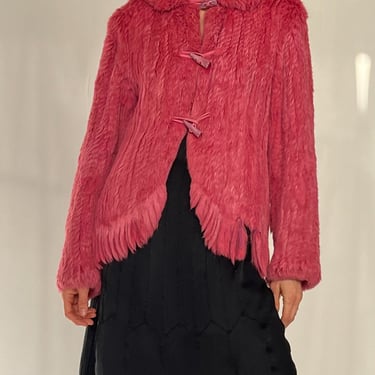 Pink Knit Fur Coat (L)