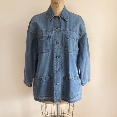 Oversized, Light Blue Denim Shirt Jacket - 1990s 