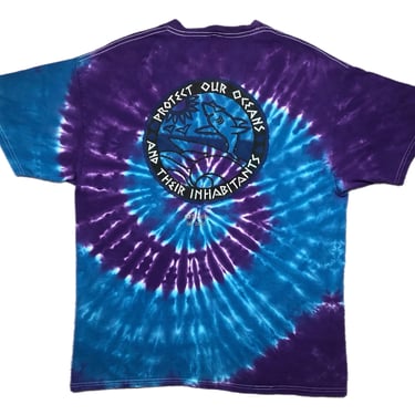 Vintage 90s Protect Our Oceans and Their Inhabitants Tye Dye San Diego Graphic T-Shirt Size Large 