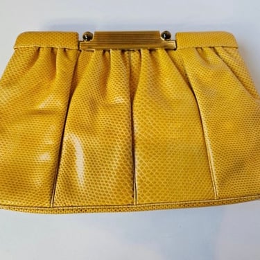 JUDITH LEIBER Designer Vintage Handbag, Yellow Snakeskin Purse, Judith Leiber Shoulder Purse, Designer Crossbody Purse, Classy Yellow Purse 