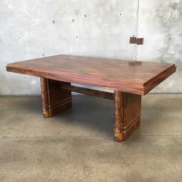 Michael Dufet Vintage Burlwood Dining Table With Two Drawers